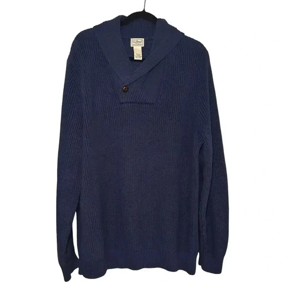 L.L. Bean Men’s Heavyweight Shawl Collar Sweater Navy Blue Size XL - Picture 1 of 7